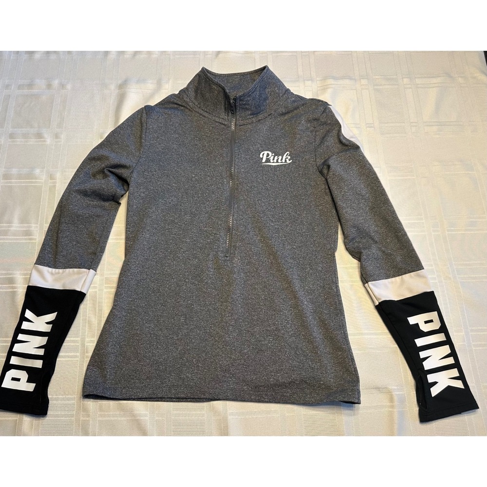Pink Pullover Womens Small Gray Ultimate Quarter Zip Colorblock Thumbholes